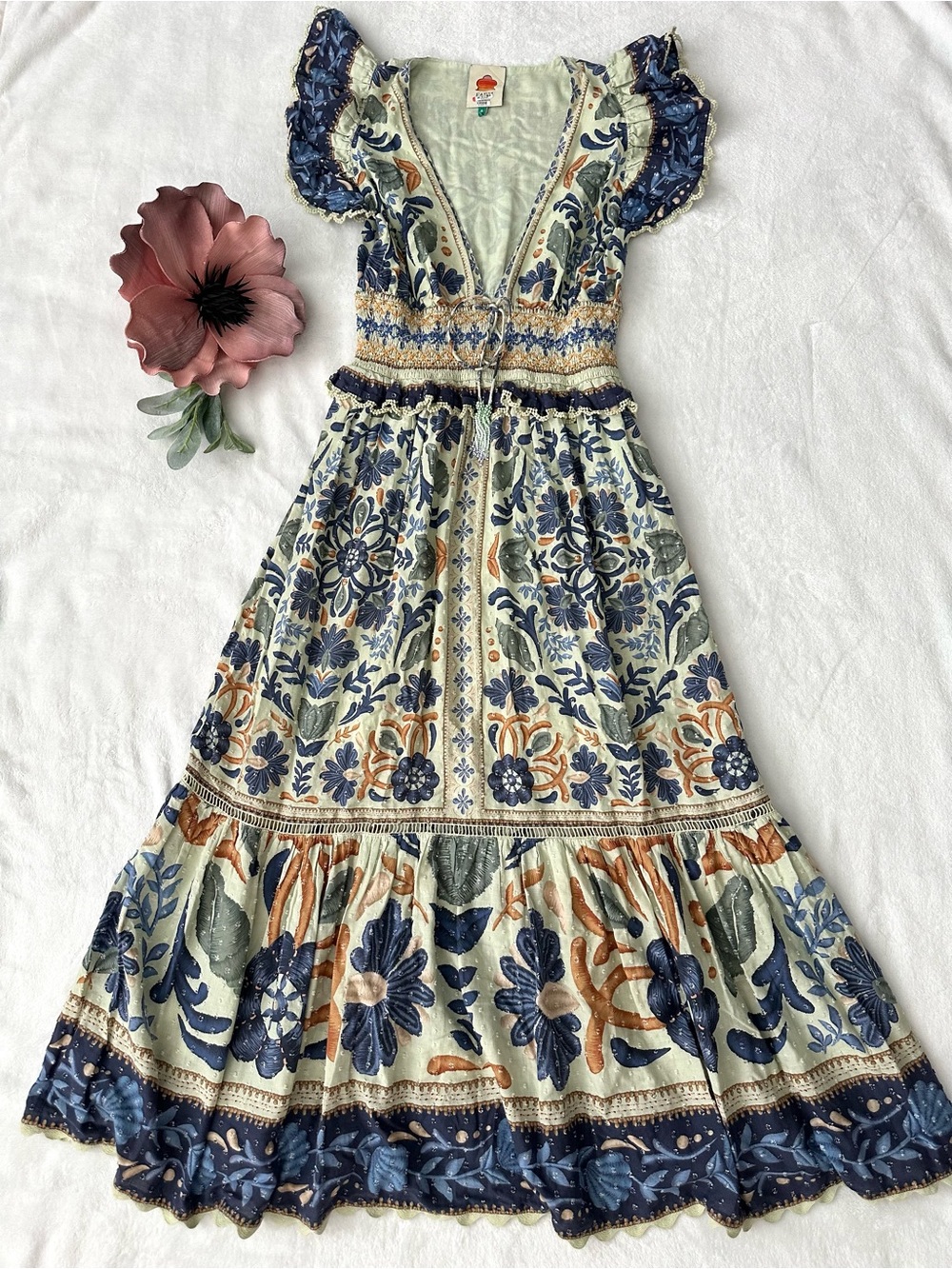 Farm Rio Ocean Tapestry Maxi Dress Small